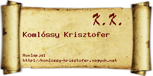 Komlóssy Krisztofer névjegykártya