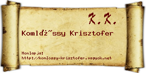 Komlóssy Krisztofer névjegykártya